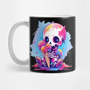 Cute Baby Skeleton Loves Ice Cream Halloween Design Mug